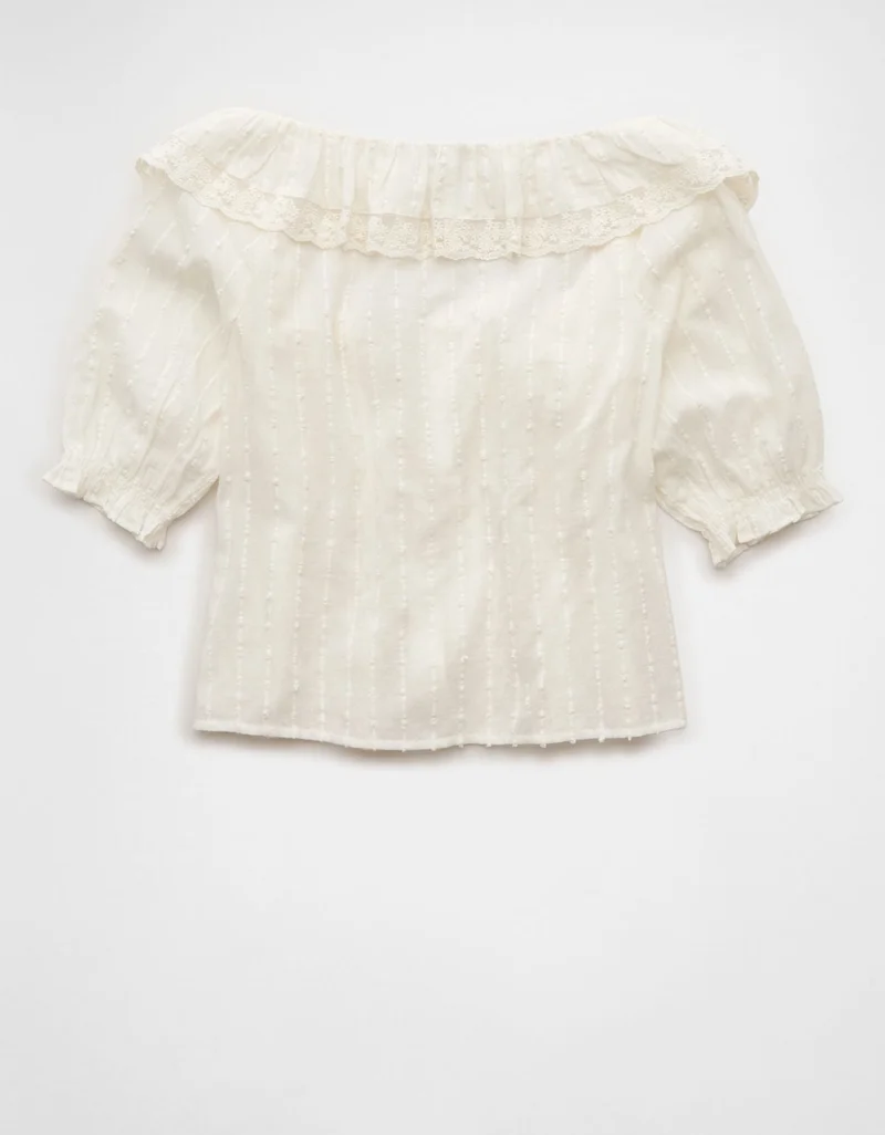 American Eagle  AE Ruffle Lace Blouse for Women | Best Price UAE