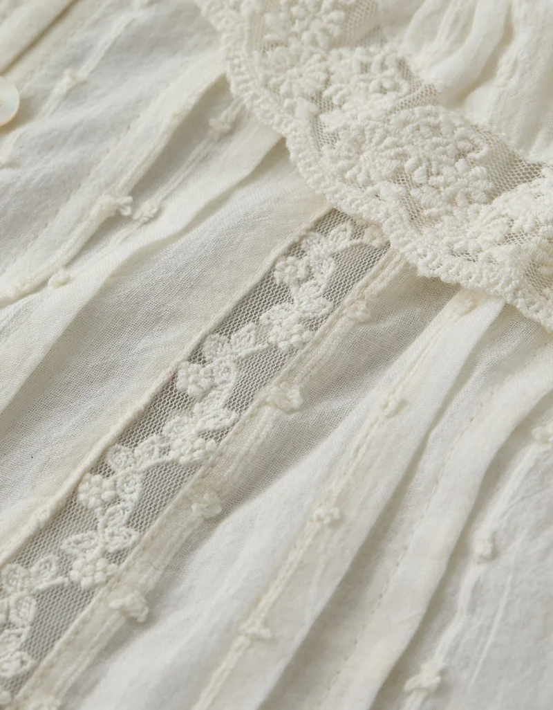 American Eagle  AE Ruffle Lace Blouse for Women | Best Price UAE