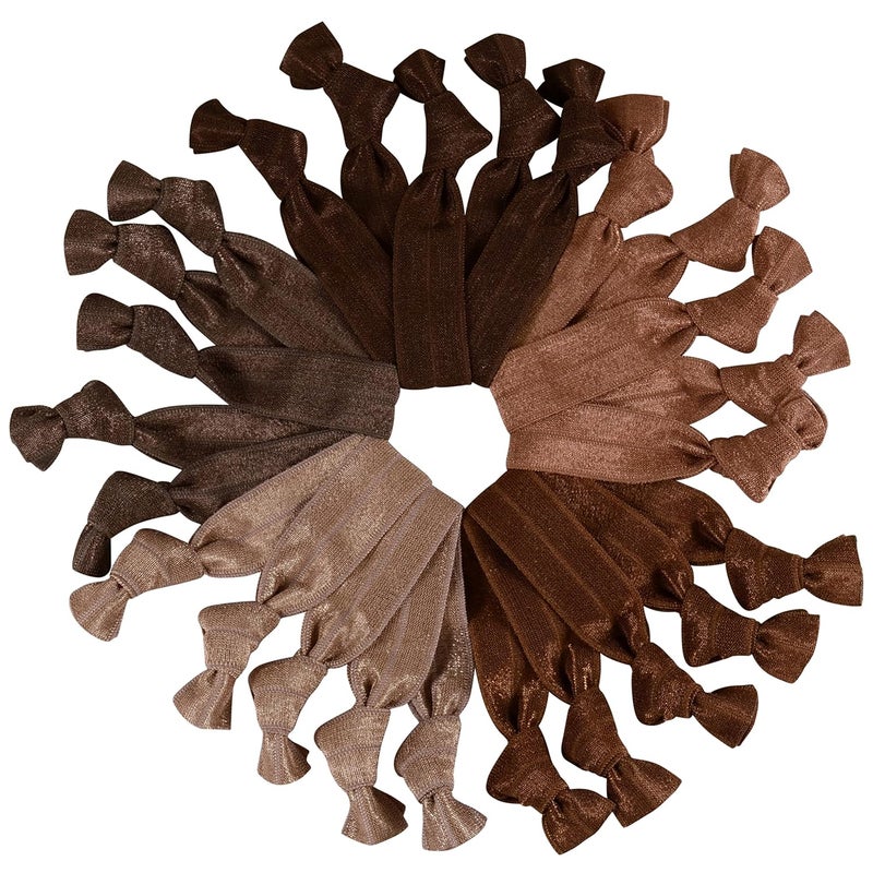Cyndibands Brunette Ribbon Hair Ties Gentle Elastic Ponytail Holders 25 Count