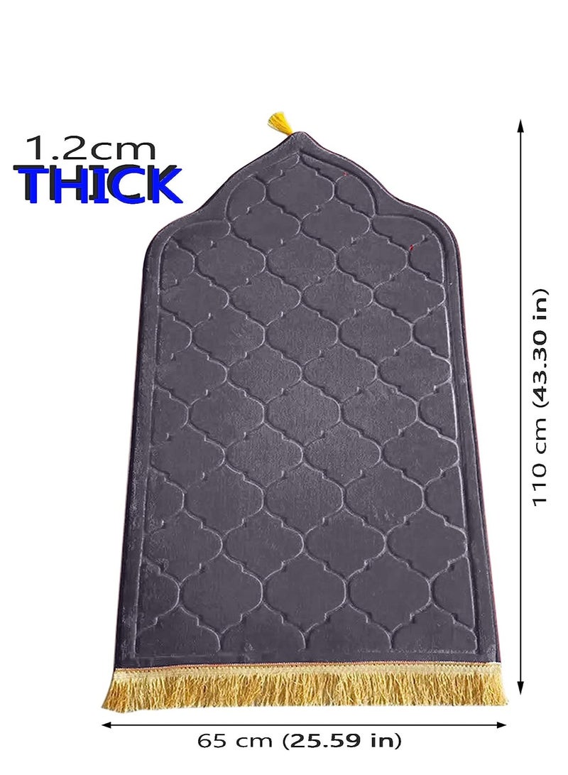 Fabienne Embossed Prayer Mat Anti-Slip Velvet Top Islamic Prayer Mat New Design Thick Padded Sajadah Prayer Rug for Men Women Eid Gift Ramadan Dark Green 70 x 110 cm - Image 5