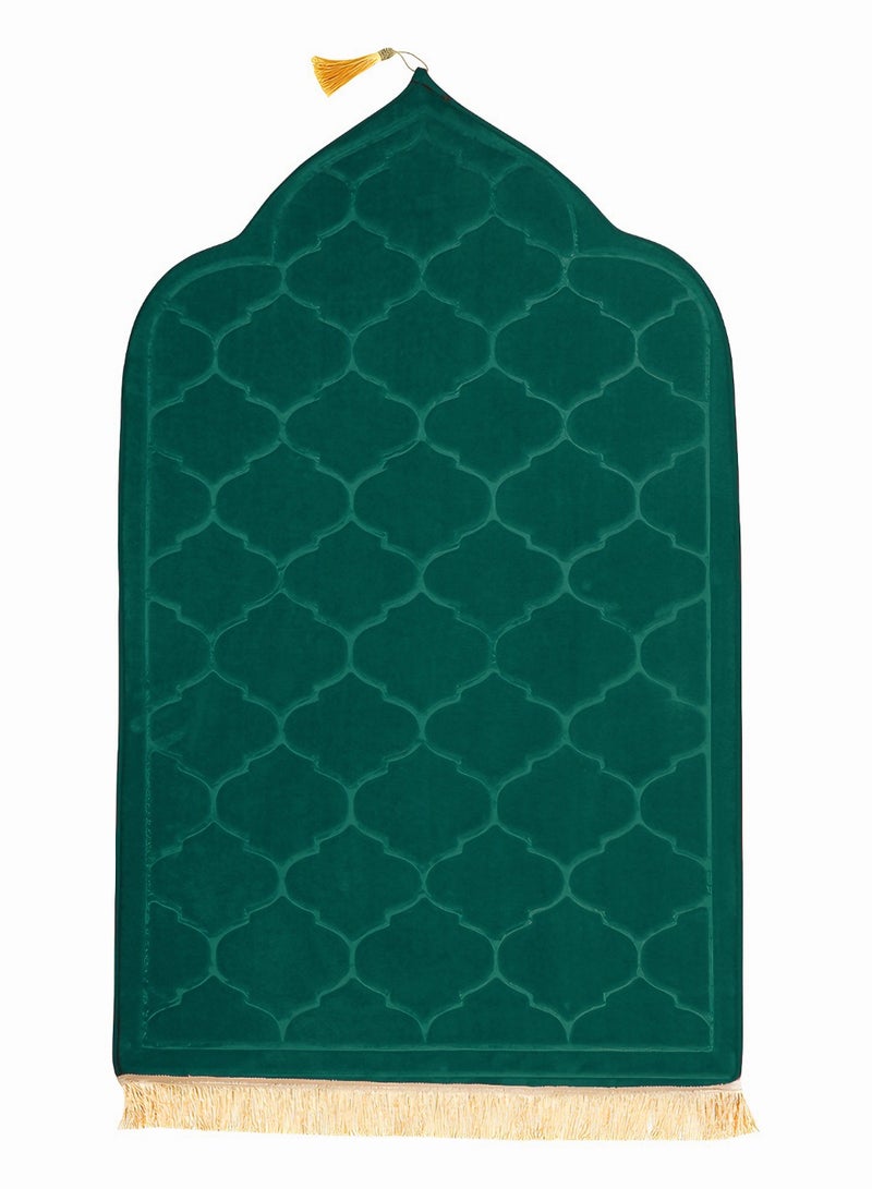 Fabienne Embossed Prayer Mat Anti-Slip Velvet Top Islamic Prayer Mat New Design Thick Padded Sajadah Prayer Rug for Men Women Eid Gift Ramadan Dark Green 70 x 110 cm - Image 3
