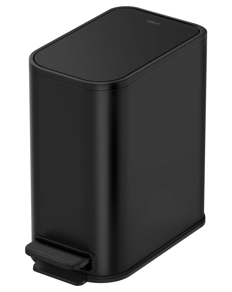 Cesun Small Bathroom Trash Can with Lid Soft Close Step Pedal 5 Liter 13 Gallon Stainless Steel Garbage Can with Removable Inner Bucket Waste Basket for Bathroom Bedroom Matte Black - Image 2