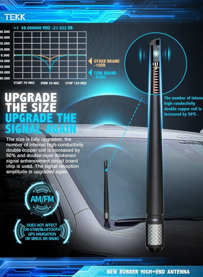 TEKK Carbon Fiber Short Antenna Compatible with Ford F250 Pickup Truck 2009-2026/7.9 Inches Premium Flexible Rubber/Designed for Enhance FM/AM Radio Signal Reception - Image 3