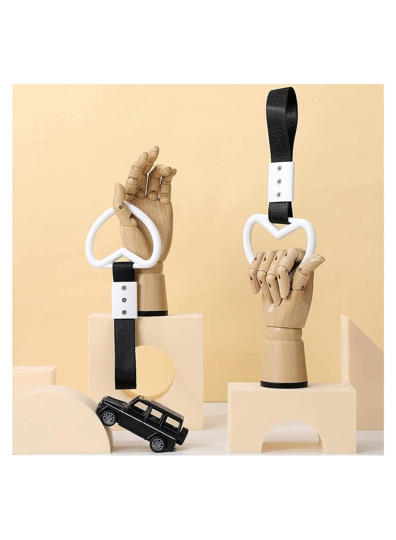 Heart Shaped Car Handle Straps - 2 Pieces White Drift Charm for Interior & Bumper Decor, Great for Subway & Bus - Image 4