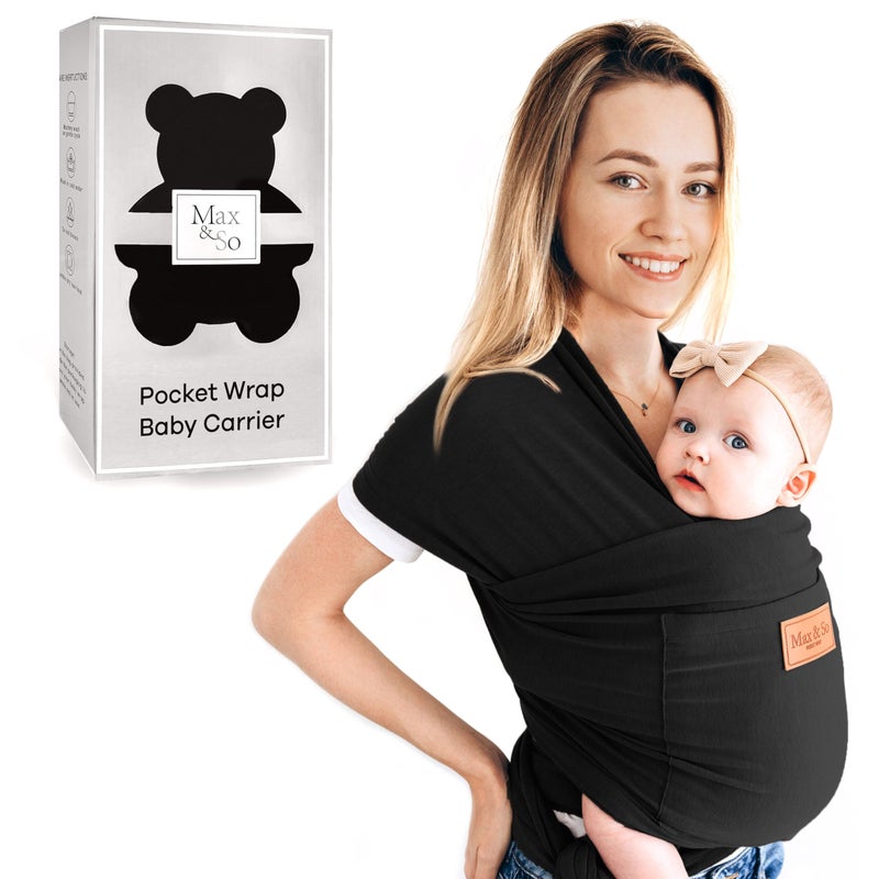 Max&So Baby Wrap Carrier - Premium Cotton Sling for Newborns to Toddlers - Hands-Free, Soothing Wrap with Front Pocket for Essentials - One Size Fits All - by Max&So - Image 1