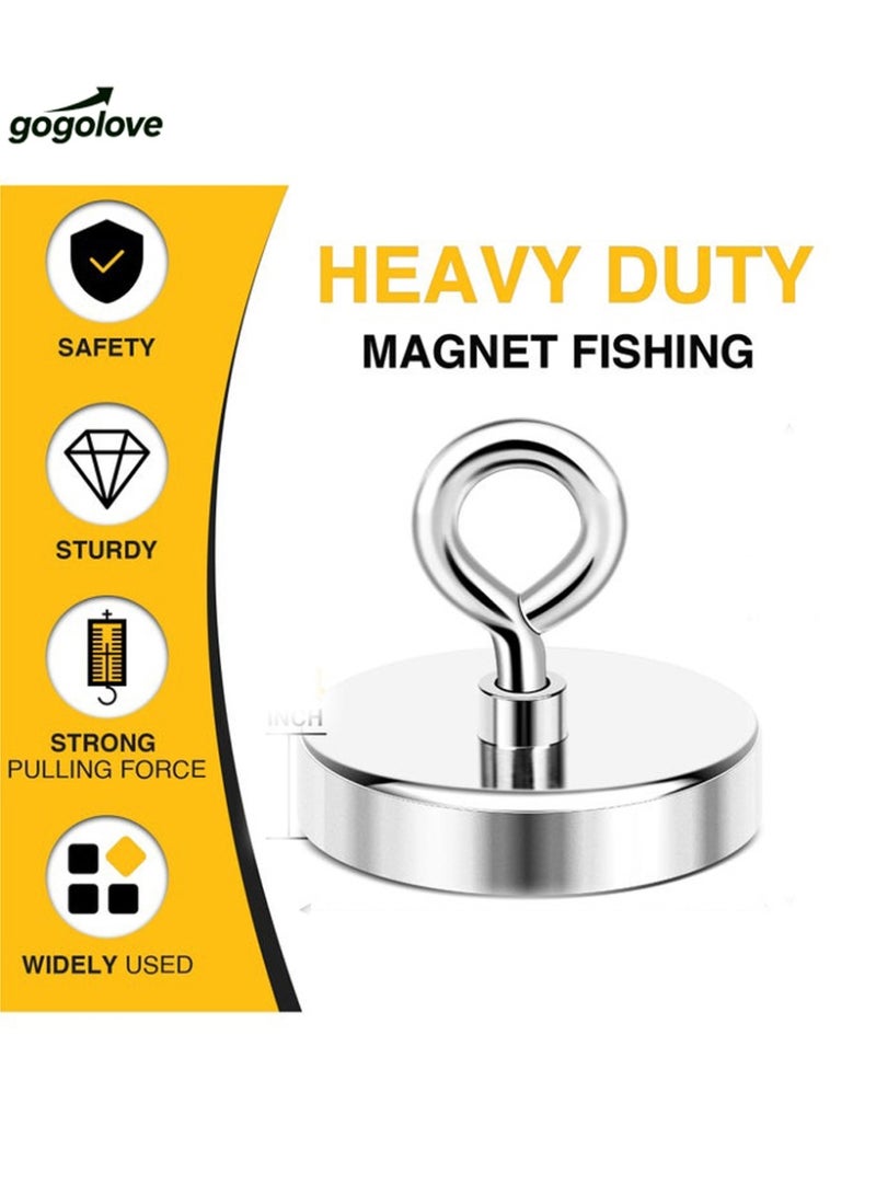 gogolove Super Strong Neodymium Fishing Magnets, 500 lbs 227 KG Pulling Force Rare Earth Magnet with Countersunk Hole Eye Bolt for Retrieving in River and Magnetic Fishing, Diameter 6cm - Image 1