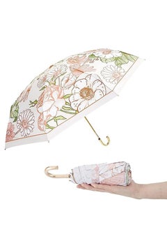 Sun Umbrella UV Protection Small Travel Compact for Rain Lightweight Portable Parasol Blocker for Women Girls Mini Perfect Pink