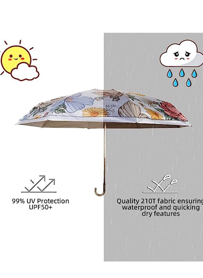 SYOSI - Sun Umbrella UV Protection Small Travel Compact for Rain Lightweight Portable Parasol Blocker for Women Girls Mini Perfect Pink - Image 1