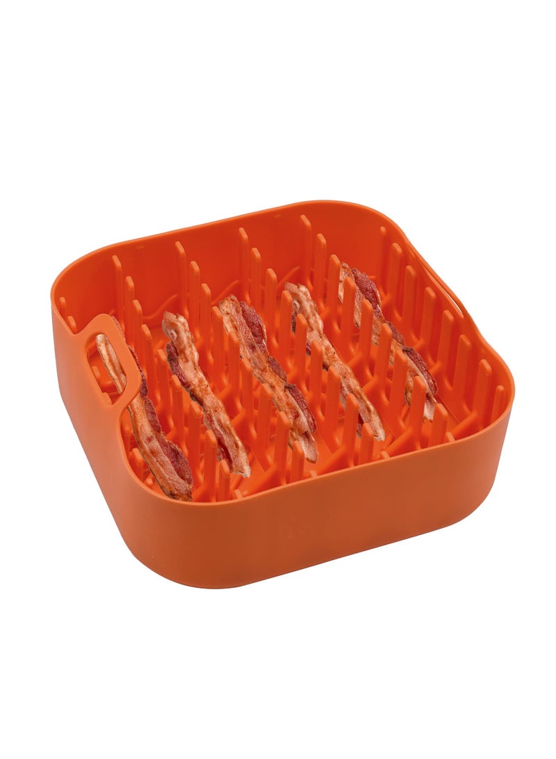 NonStick Silicone Microwave Cooker Tray for Easy Cooking and Grease Catching Ideal for Sausages and Pizza Rolls - Image 1