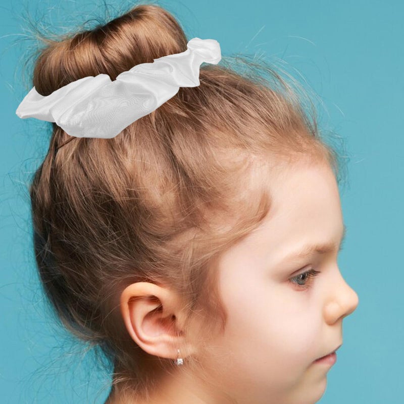 12 قطعة من أربطة الشعر المرنة الكبيرة البيضاء من القماش الناعم لحمالات ذيل الحصان للنساء - Image 5