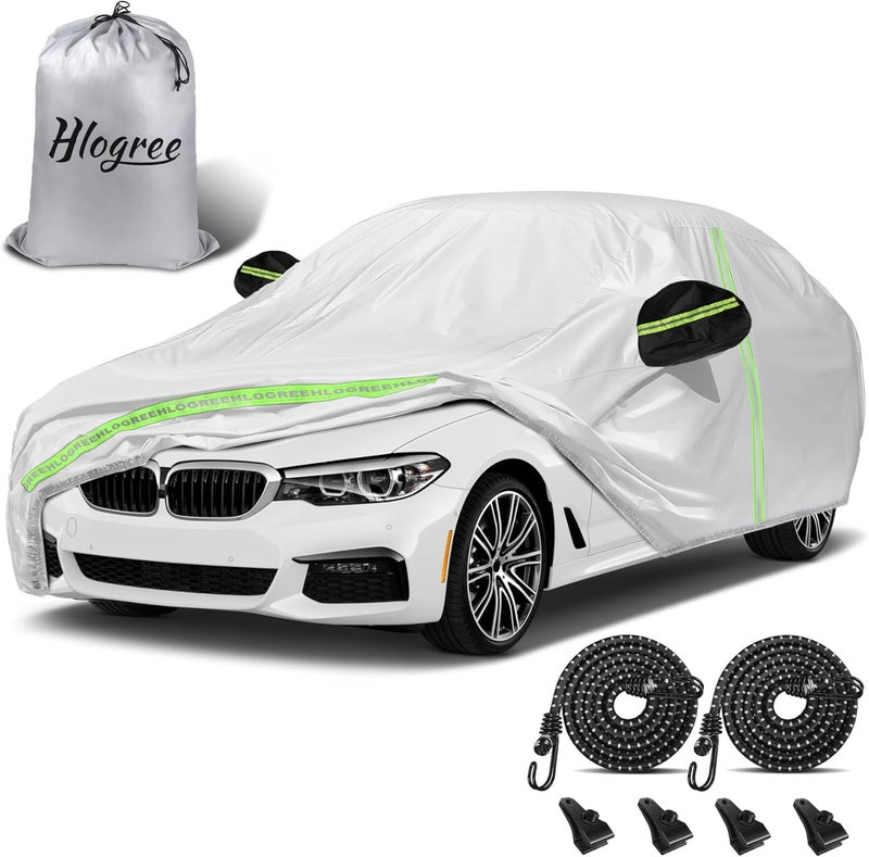 HLOGREE Car Covers for Automobile Full Exterior All Weather, Universal Fit Ford Mustang, Chevrolet Camaro, Audi A4/A5, Toyota Camry Solara, Hyundai Sonata, vw Passat etc. (Fit Sedan, 183"-187") Global versatile design - Image 1