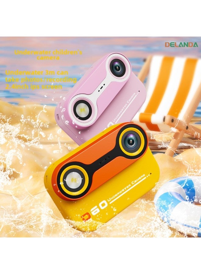 Kids Mini Camera D60 Waterproof Camera Underwater 3 Meters Diving Outdoor Swimming Photo Video Camera-Color:32G  - Image 1