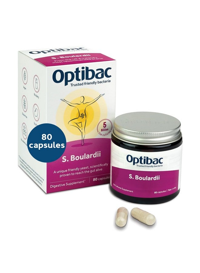 Optibac Probiotics أوبتيباك ساكاروميس بولاودي | 5 مليار بكتيريا صديقة مكمل خميرة طبيعية | مدروس جيدًا ومعترف به دوليًا | نباتي وخالي من الغلوتين | مستقر على الرف | 80 كبسولة - Image 1