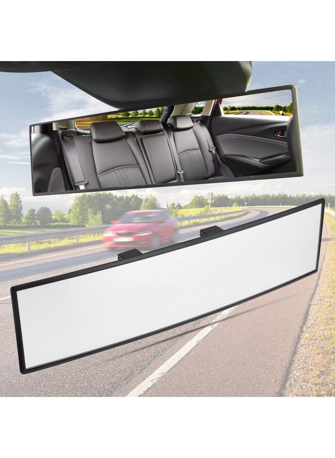 HOMESTAR Rear View Mirror, Universal 11.81 Inch Panoramic Convex Interior Clip-on Wide Angle Mirror to Reduce Blind Spot Effectively for Car SUV Trucks -Clear - Image 1