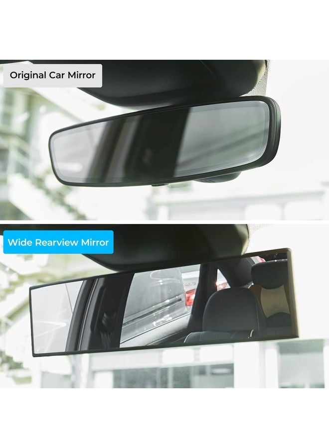 HOMESTAR Rear View Mirror, Universal 11.81 Inch Panoramic Convex Interior Clip-on Wide Angle Mirror to Reduce Blind Spot Effectively for Car SUV Trucks -Clear - Image 2