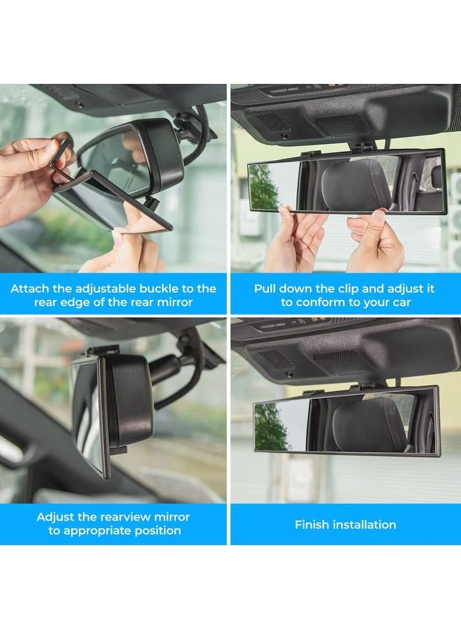 HOMESTAR Rear View Mirror, Universal 11.81 Inch Panoramic Convex Interior Clip-on Wide Angle Mirror to Reduce Blind Spot Effectively for Car SUV Trucks -Clear - Image 5