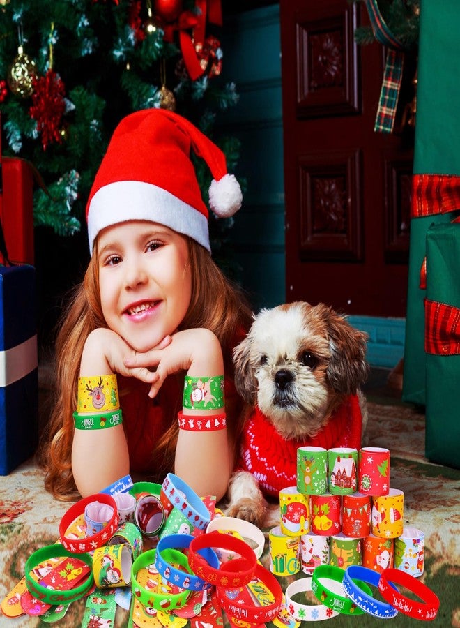 Garma 48Pcs Christmas Slap Bracelets and Silicone Bracelets for Kids, Xmas Bulk Slap Wristbands Rubber Bracelets Set for Christmas Birthday Party Favors Supplies New Year Stocking Stuffers Gifts - Image 5