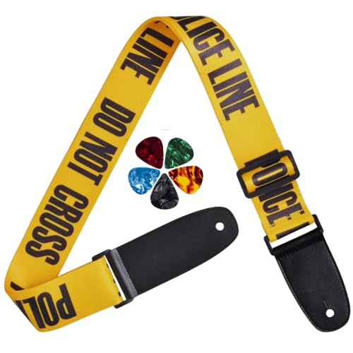 MOCKING BIRD Guitar Strap for Acoustic Adjustable Buckle Electric Guitar Strap Polyester Guitar Belt For Acoustic/Bass/Electric Guitars (Police Line) - Image 1