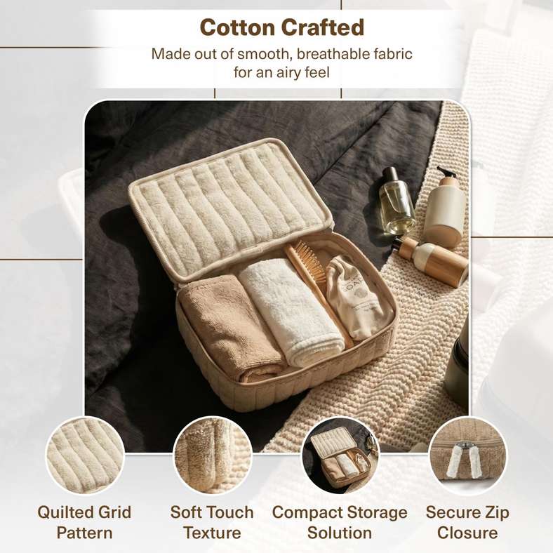 Pan Home Crews Terry Travel Pouch 24x16x7cm - Wheat - 262PSF9900088 - Image 5