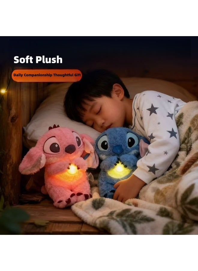 Stitch Premium Breathing Simulation Plush Toy Musical Lullaby Night Light Soothing Doll Rechargeable Baby Sleep Companion Ideal Gift for Babies and Boys（Blue 30CM） - Image 5
