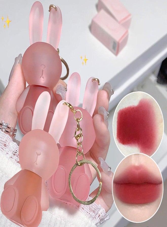 Baorder 3 Colors Cute Rabbit Matte Liquid Lipstick set, Velvet Lip Glaze 2 in 1 Key Chain Bunny Lip Gloss Lip Stain,Waterproof Long Lasting Non-Stick Cup Lip Clay for Kids Girls - Image 1