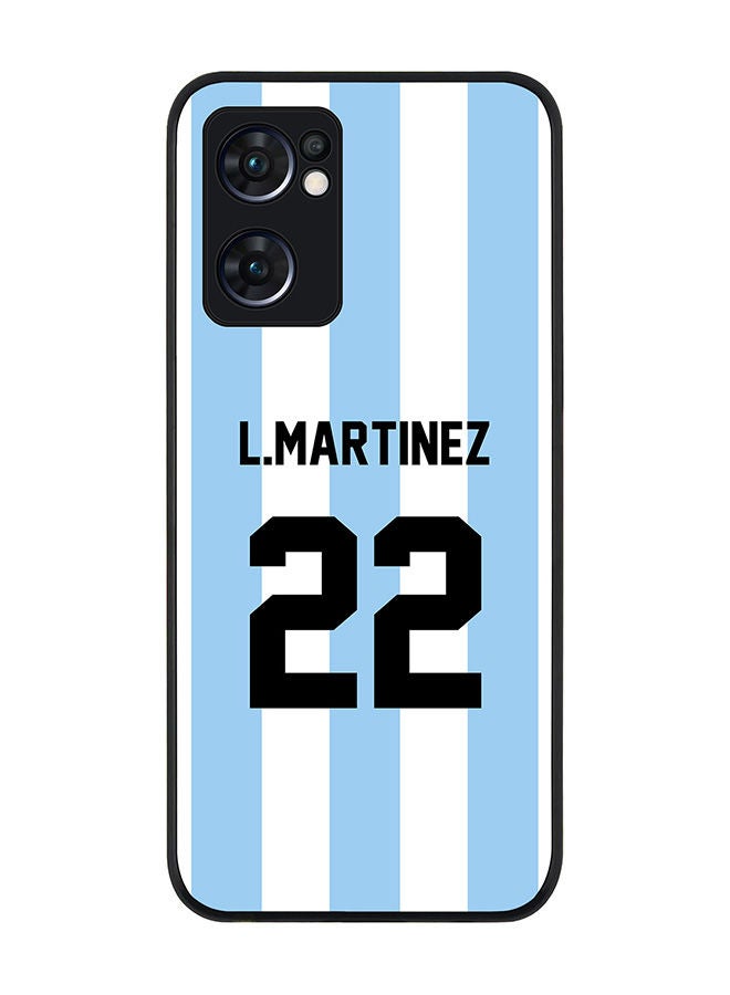 Stylizedd Rugged Black edge case for Oppo Reno7 5G  Slim fit Soft Case Flexible Rubber Edges Anti Drop TPU Gel Thin Cover - Football Team - Argentina Player Name - L.Martinez - Image 1