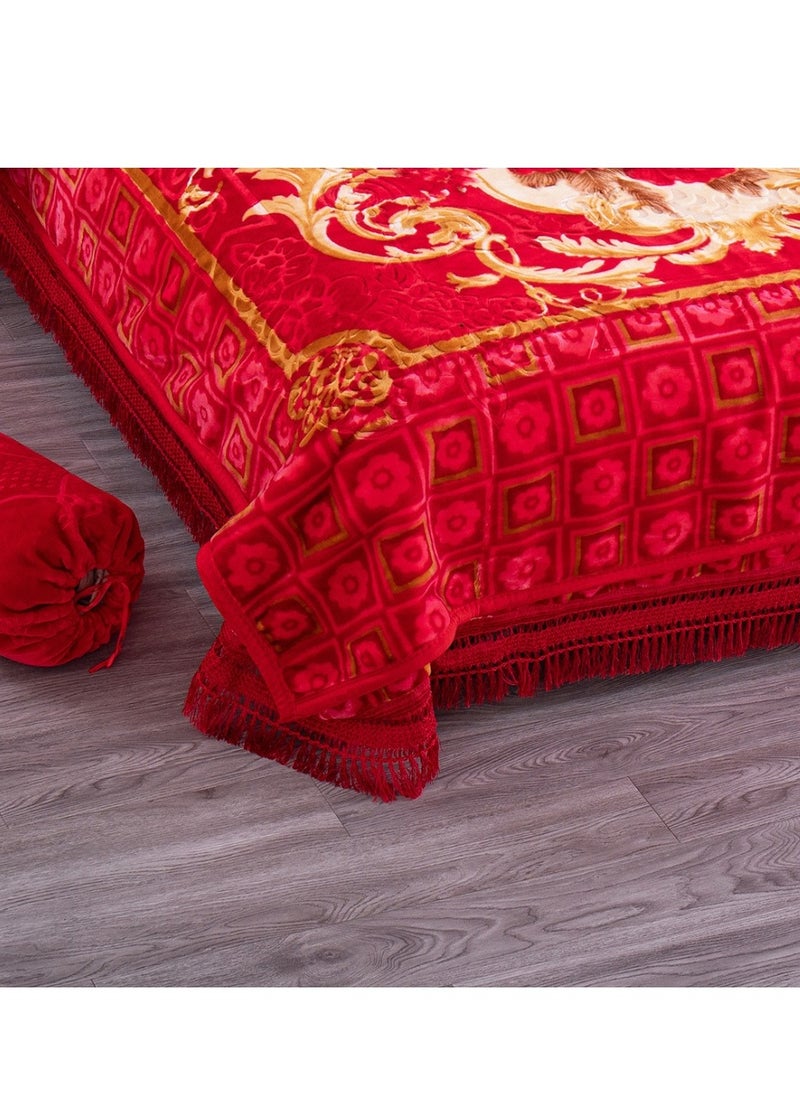 Stargold Blanket Set of 5 Pieces 220 x 240CM 2 Ply Premium Blanket With Bedspread Pillowcase And Neck Roll  - Image 4