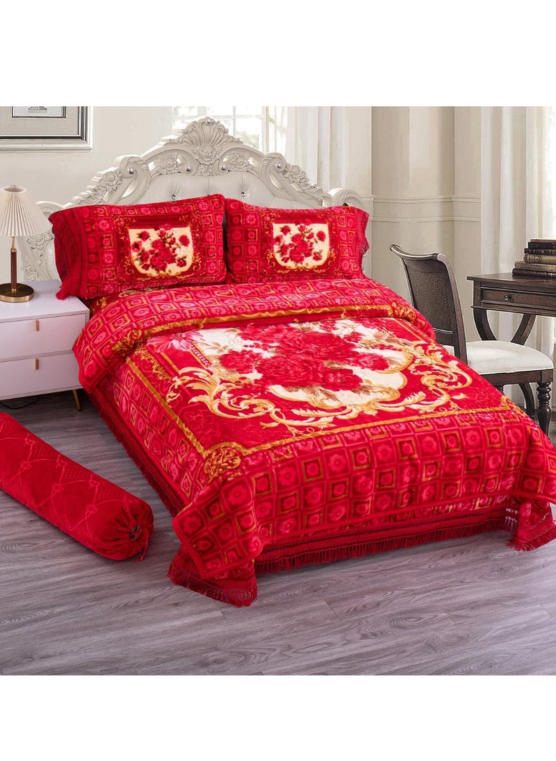 Stargold Blanket Set of 5 Pieces 220 x 240CM 2 Ply Premium Blanket With Bedspread Pillowcase And Neck Roll  - Image 1