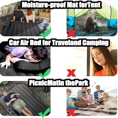 Prextex Premium Car Inflatable Bed with Pump & 2 Air Pillow | Quick Inflatable Back Seat Bed | Car Inflatable Mattres | Car Bed Mattress | Car Bed for Kids,Travel,Camping,Picnic, Beach (Grey) - Image 3