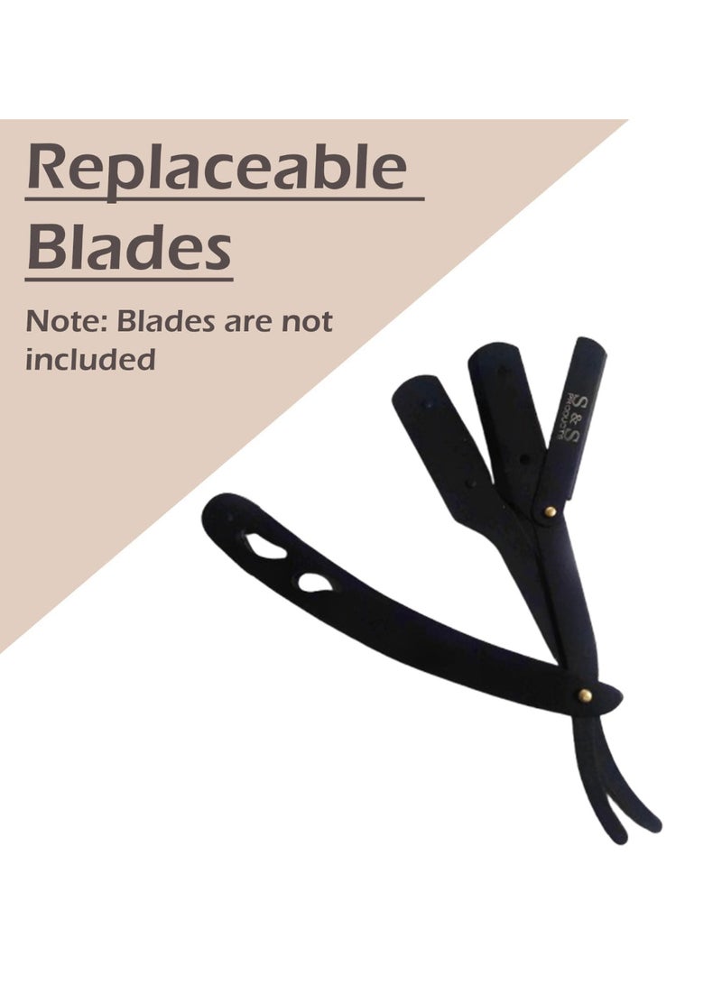 استريكو ماكينة حلاقة مستقيمة للرجال، ماكينة حلاقة احترافية ذات حافة حادة، ماكينة حلاقة باربيرا كلاسيكية من الفولاذ المقاوم للصدأ لحلاقة ناعمة ودقيقة، شفرة واحدة (أسود) - Image 3