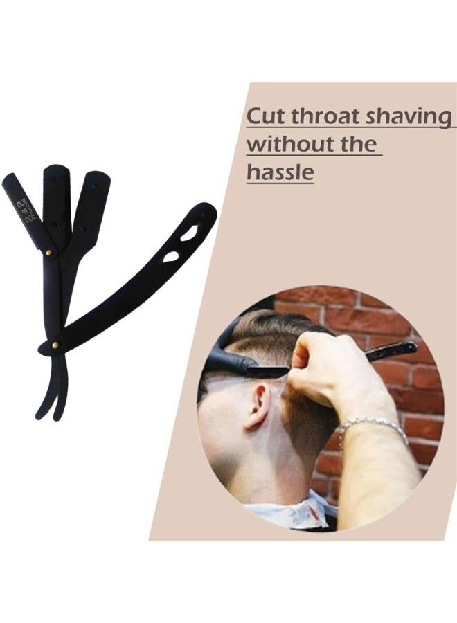 استريكو ماكينة حلاقة مستقيمة للرجال، ماكينة حلاقة احترافية ذات حافة حادة، ماكينة حلاقة باربيرا كلاسيكية من الفولاذ المقاوم للصدأ لحلاقة ناعمة ودقيقة، شفرة واحدة (أسود) - Image 2