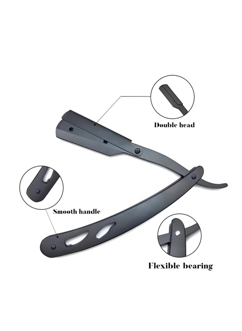 Estrico Professional Cut Throat Razor Kit, All Matte Black Straight Razor Barber Razor, Premium Quality Straight Edge Razor, Moustache & Beard Shaving Razor, Single Blade Razor (Black)  - Image 2