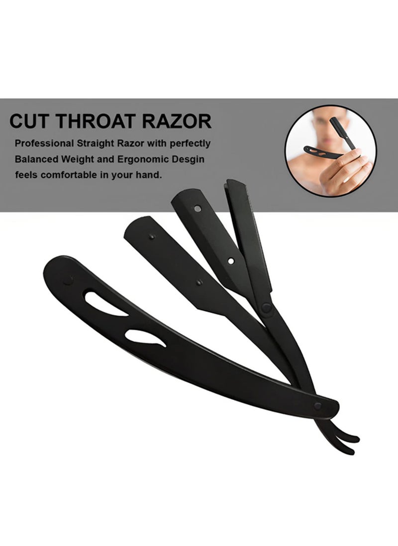 Estrico Professional Cut Throat Razor Kit, All Matte Black Straight Razor Barber Razor, Premium Quality Straight Edge Razor, Moustache & Beard Shaving Razor, Single Blade Razor (Black)  - Image 3