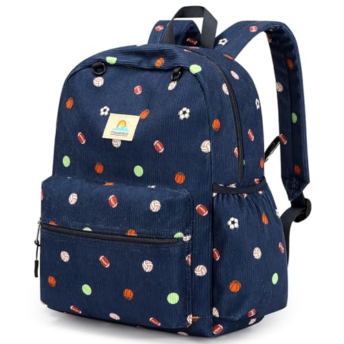 STEAMEDBUN Corduroy Kids Backpack for Boys and Girls 58 Boys Backpack for Elementary Kindergarten 15 inch Cute Backpacks for Kids - Image 1