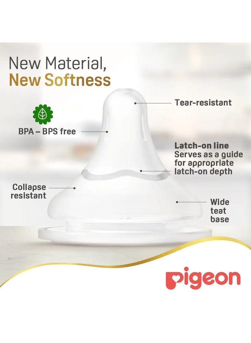 pigeon Pigeon SofTouch Wide Neck Nipples – S Size, 100% Silicone, BPA & BPS Free, Pack of 2 - Image 3