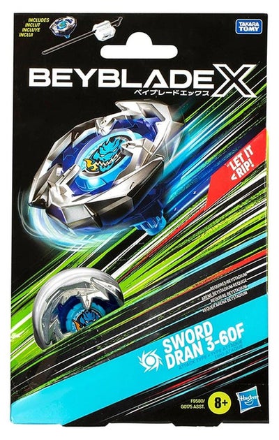 BeyBlade X Launcher Sword Dran 3-60F Starter Pack Top & Launcher, Easy Grip, Battle Top Toy, Bey Toy for 8+ Year Old Boys Girls, Die-cast Metal Parts, Powerful Attacks