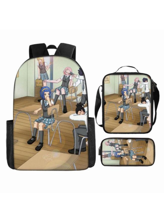 general Cartoon printed backpack + hand-held + pen bag set, three-piece practical bag combination (students, children, friends' outings, mountain climbing sports, etc. can be used) - 4 - Image 3