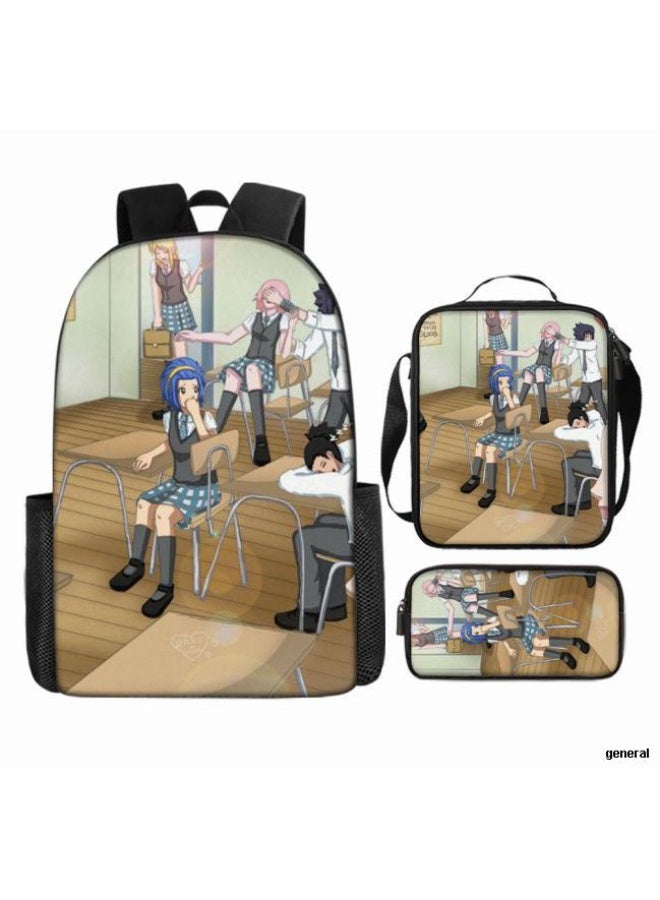 general Cartoon printed backpack + hand-held + pen bag set, three-piece practical bag combination (students, children, friends' outings, mountain climbing sports, etc. can be used) - 4 - Image 1