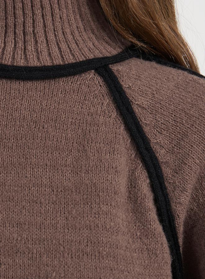 Styli Turtle Neck Knit Top with Balloon Sleeves  - Image 3
