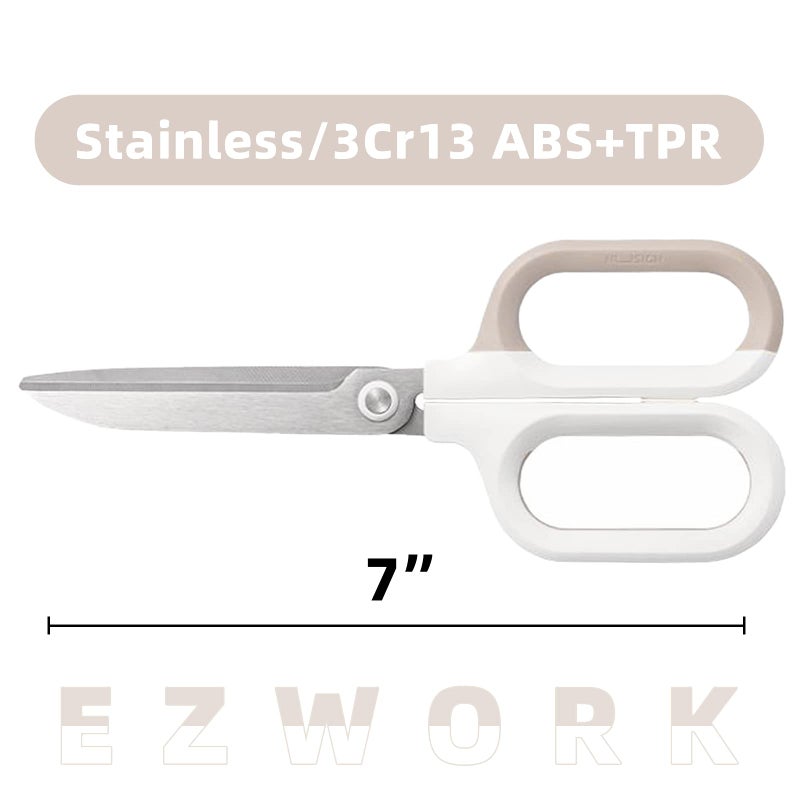 EZWORK Multipurpose Scissors, Comfort-Grip Handles Sharp Scissors for Office Home School Craft Sewing Fabric Supplies (7", White-1) - Image 5