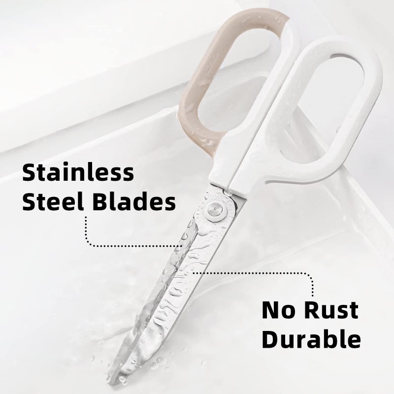 EZWORK Multipurpose Scissors, Comfort-Grip Handles Sharp Scissors for Office Home School Craft Sewing Fabric Supplies (7", White-1) - Image 4