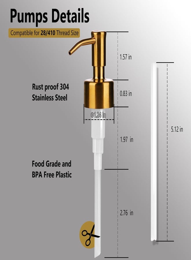Amolliar Amoliar Mason Jar Liquid Soap Dispenser Lid, Stainless Steel Replacement Pump, Cute Farmhouse Decor for Dish Soap, Lotion, Hand Soap, Refillable Soap Pump, Golden 2 Pack, Waterproof Label, 2 Long Tube - Image 2