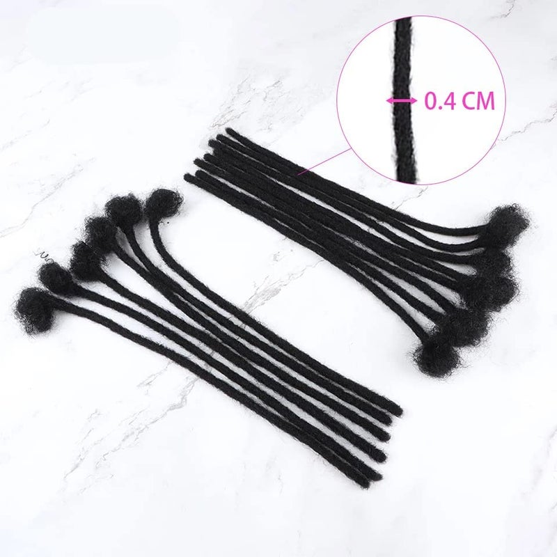 MIUULAAR Loc Extensions Human Hair for Women Men Kids 10 Inch 04cm Thickness 10 Strands Natural Black 100 Handmade Permanent Locs Can Be Dyed and Bleached Dreadlock Extensions Real Human Hair - Image 3