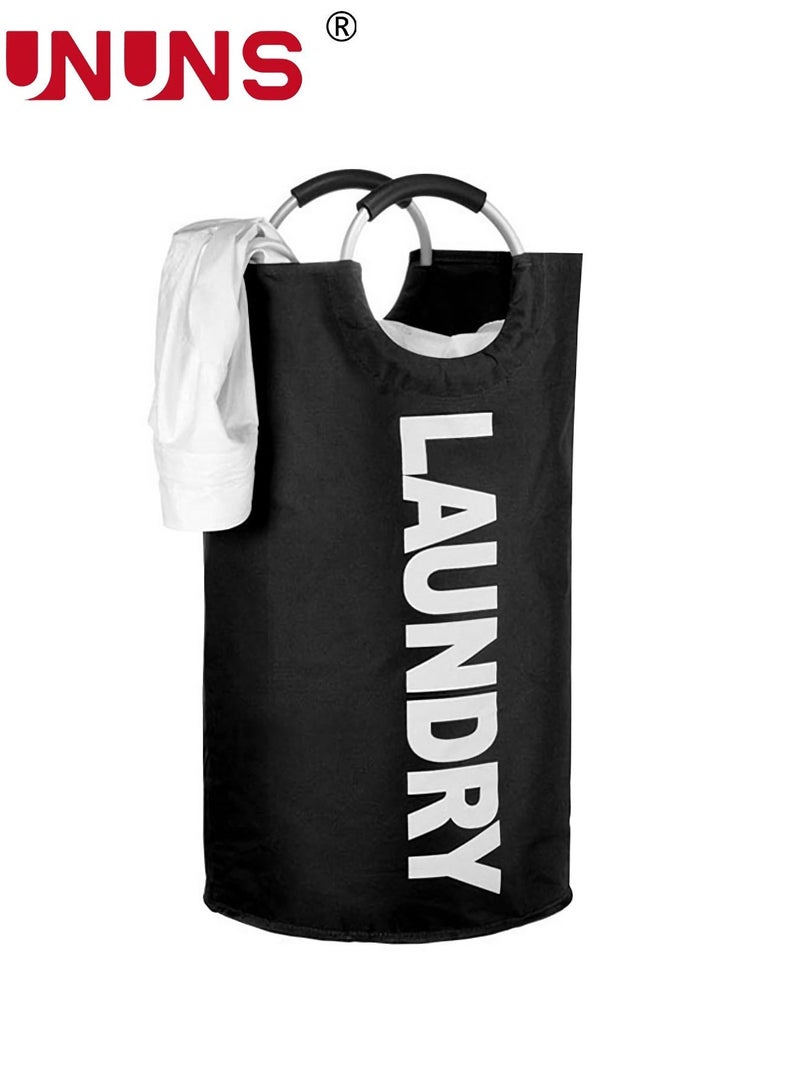 UNUNS 90L Large Laundry Basket, Freestanding Waterproof Laundry Hamper, Collapsible Folding Tall Clothes Hamper, Laundry Bags for Heavy-Duty Use with Foam Protected Aluminum Handles for Dorm, Family, Travel - Image 1