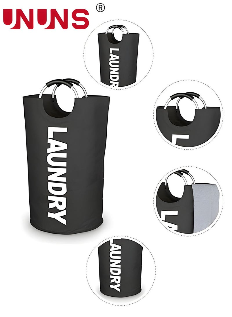 UNUNS 90L Large Laundry Basket, Freestanding Waterproof Laundry Hamper, Collapsible Folding Tall Clothes Hamper, Laundry Bags for Heavy-Duty Use with Foam Protected Aluminum Handles for Dorm, Family, Travel - Image 2