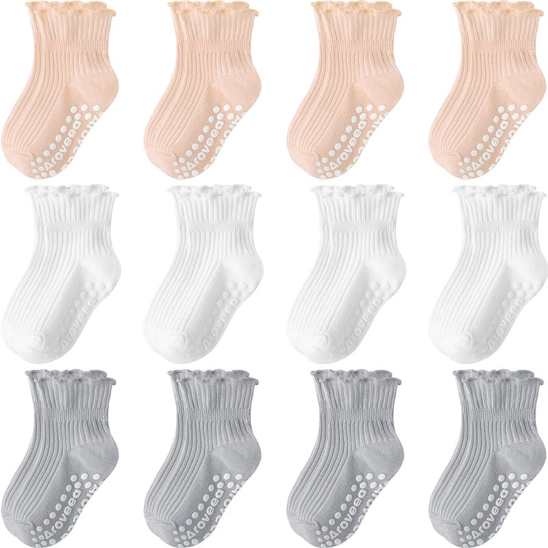 Aroveea Toddle Baby Socks Grip Non Slip Socks 12 Pack for Girls - Image 1