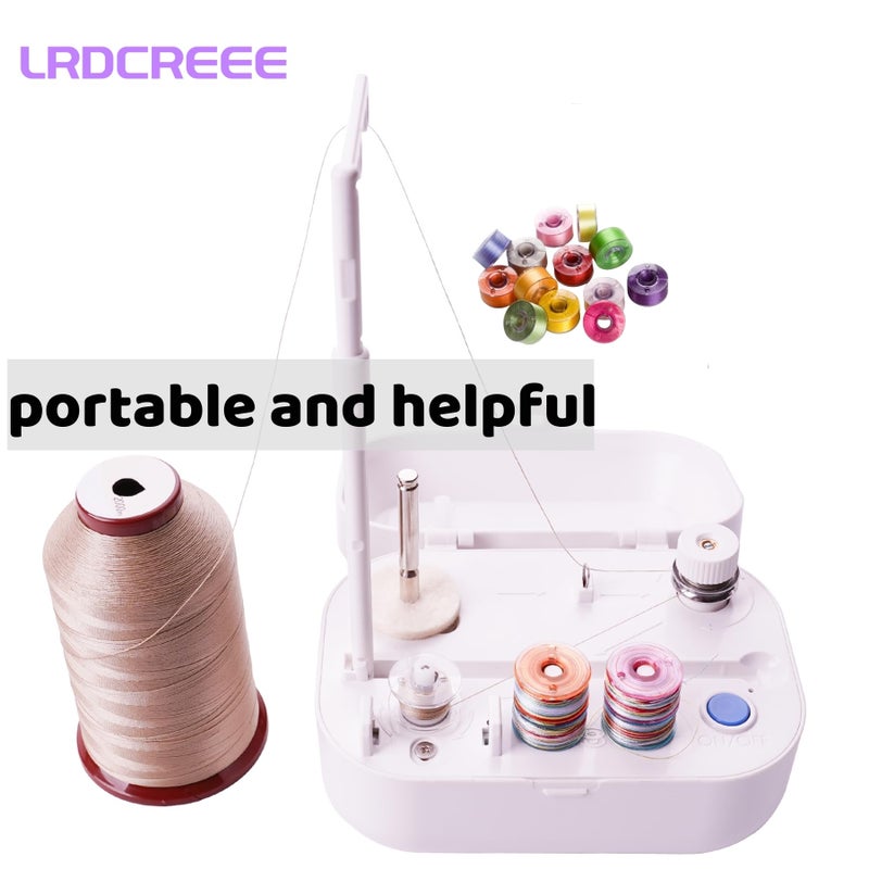 LRDCREEE Automatic Bobbin Winder Bobbin Winding Machine with Auto Stop Sensor, Large Spool Thread Holder and Extra 25 Pcs Class 15 Bobbins for Sewing Machine Thread Winding Use - Image 2