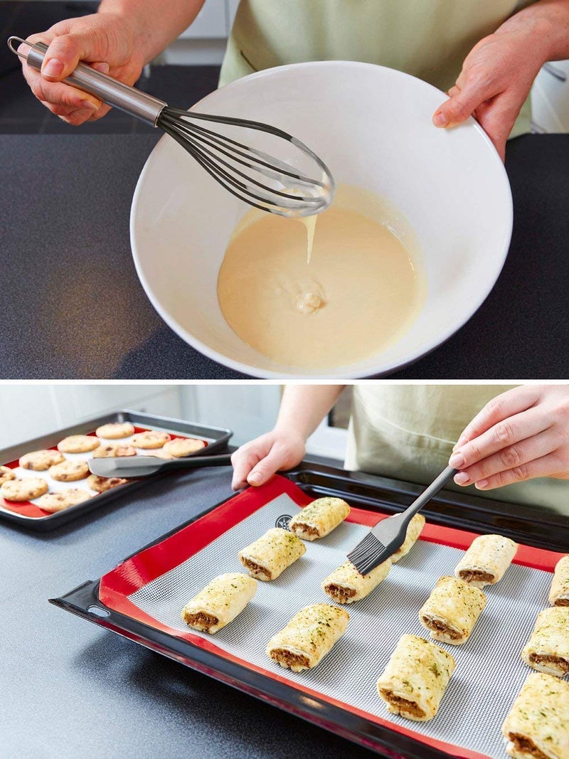 FS COOL 5Pcs Silicone Cooking Utensils Set Kitchen Tool Set Kitchen Utensils Colorful Kitchen Gadgets for Mixing Cooking and Baking Black - Image 5