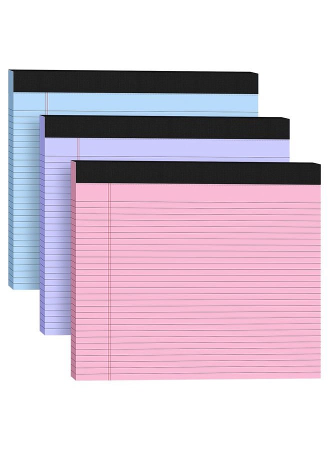 AILZFEI 3 Pack Wide Legal Pads 11" x 9.5" (Landscape Format) Pink Purple Blue College Ruled Note Pad Narrow Ruled 30 Sheets per Notepad Perforated Writing Paper with Thick Backboard Horizontal Pads of Paper - Image 1