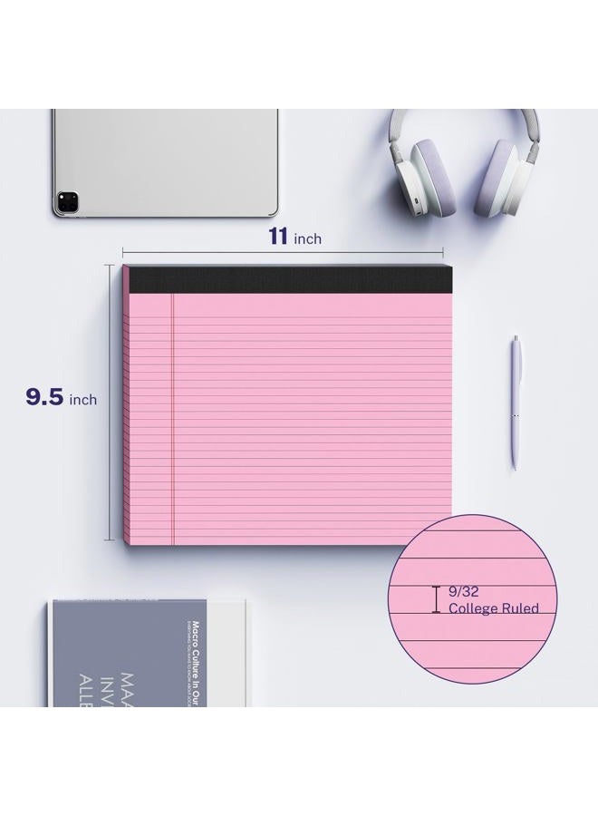 AILZFEI 3 Pack Wide Legal Pads 11" x 9.5" (Landscape Format) Pink Purple Blue College Ruled Note Pad Narrow Ruled 30 Sheets per Notepad Perforated Writing Paper with Thick Backboard Horizontal Pads of Paper - Image 2